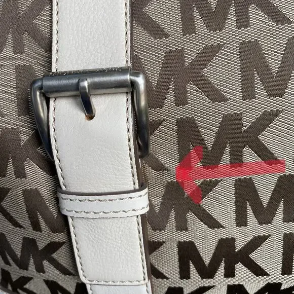 Michael Kors Brookville East West Tote Carry All Bag Tan Jacquard Canvas VTG Y2K